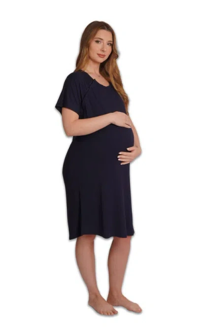 Everly Grey Rosa Maternity/nursing Hospital Gown In Blue