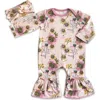 Everly Grey Babies'  Ruffle Romper & Head Wrap Set In Multi
