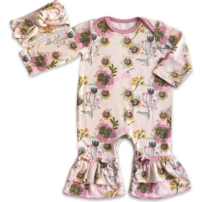 Everly Grey Babies'  Ruffle Romper & Head Wrap Set In Multi