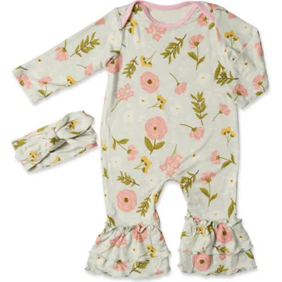 Everly Grey Babies'  Ruffle Romper & Head Wrap Set In Multi