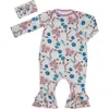 Everly Grey Babies'  Ruffle Romper & Head Wrap Set In Multi