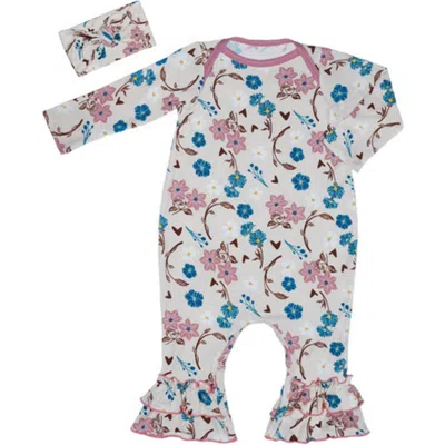 Everly Grey Babies'  Ruffle Romper & Head Wrap Set In Multi