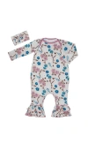 Everly Grey Ruffle Romper & Head Wrap Set In Multi