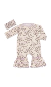 Everly Grey Babies'  Ruffle Romper & Head Wrap Set In Neutral