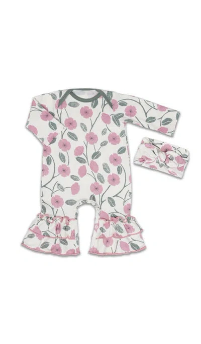 Everly Grey Babies'  Ruffle Romper & Head Wrap Set In Pink