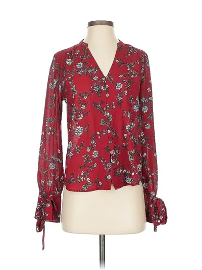 Pre-owned Everly Long Sleeve Blouse In Burgundy