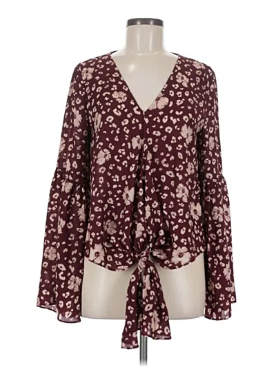 Pre-owned Everly Long Sleeve Blouse In Burgundy