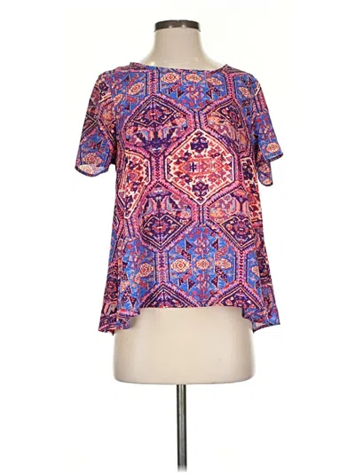 Pre-owned Everly Short Sleeve Blouse In Purple