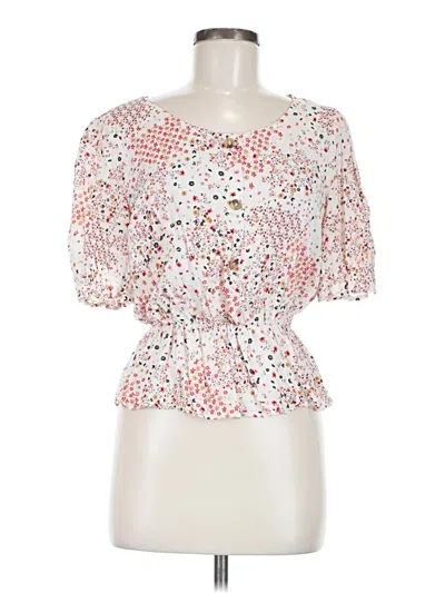 Pre-owned Everly Short Sleeve Blouse In White