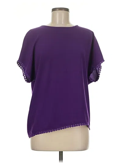 Pre-owned Everly Short Sleeve Top Purple Keyhole Neckline Tops