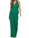 Everlynn Maddie Embellished Pants In Emerald In Gold