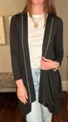 Eversassy Chain Detail Knit Cardigan In Black In Black