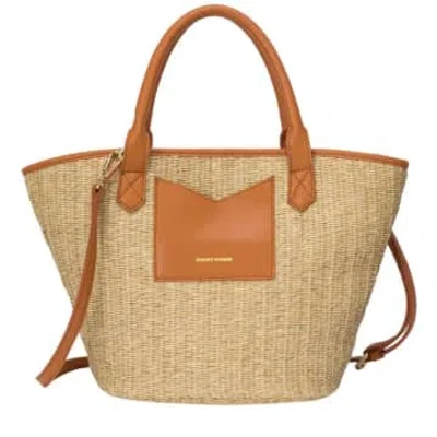 Every Other 12019 Large Straw Rattan Tote Bag In Tan In Brown