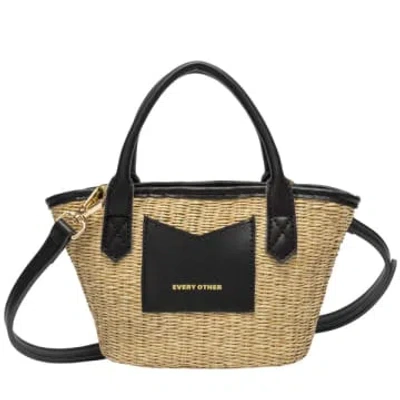 Every Other 12020 Small Straw Rattan Grab Bag In Black
