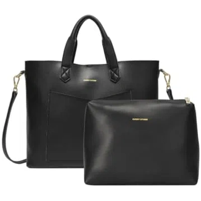 Every Other Bags Every Other Twin Strap Twin Pocketed Tote In Black