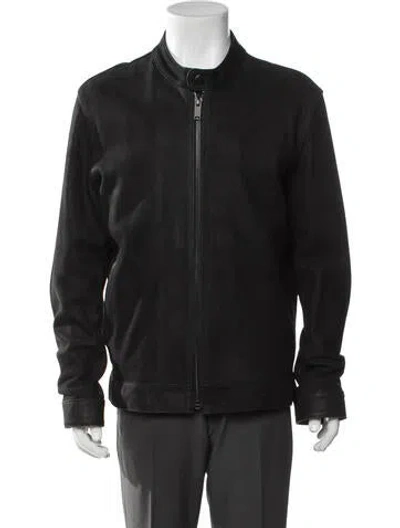 Pre-owned Every Other Thursday Leather Bomber Jacket In Black