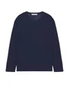 Every Other Thursday Long Sleeve Drape Tee In Blue