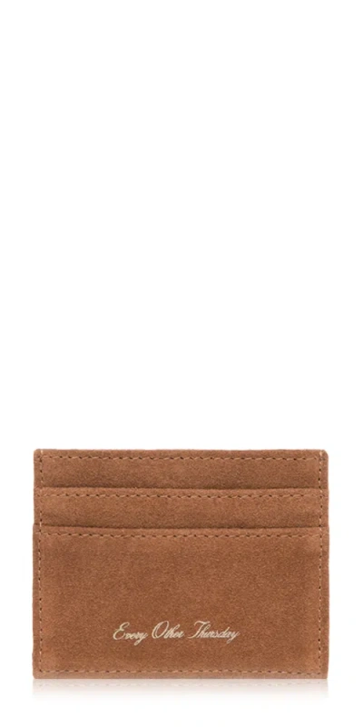 Every Other Thursday Suede Card Holder In Brown