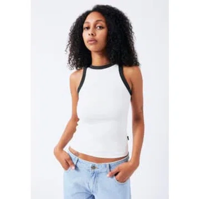 Every Thing We Wear Dr Denim Bey Vest Top White Black Trim In Blue
