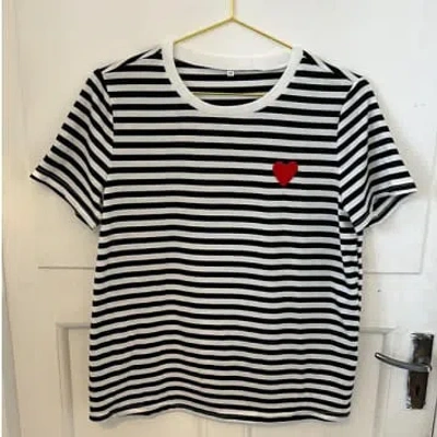 Every Thing We Wear Etww Breton Stripe T-shirt Appliqué Red Heart Black White