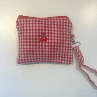 Every Thing We Wear Etww Cherry Pouch Red White Check Gingham Wrist Strap