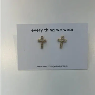 Every Thing We Wear Etww Gold Plated Diamanté Cross Stud Earrings
