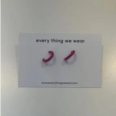 Every Thing We Wear Etww Silver Cerise Enamel Mini Hoop Earrings In Metallic