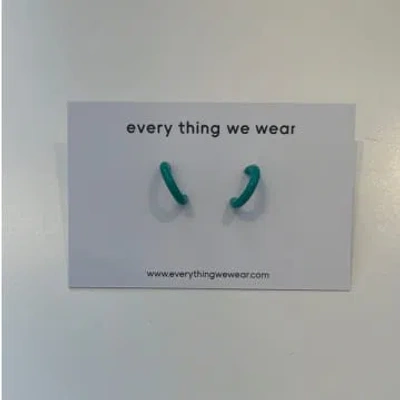 Every Thing We Wear Etww Silver Green Enamel Mini Hoop Earrings In Metallic