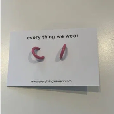 Every Thing We Wear Etww Silver Pink Enamel Mini Hoop Earrings In Metallic