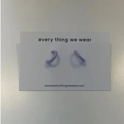 Every Thing We Wear Etww Silver Purple Enamel Mini Hoops In Metallic
