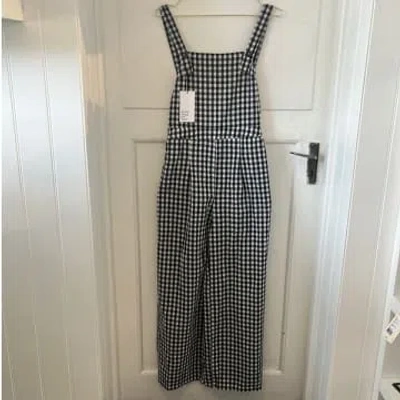 Every Thing We Wear Gingham Black White Check Wide Leg Dungarees Adjustable Shoulder Straps