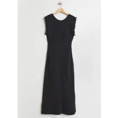 Every Thing We Wear Indi & Cold Black Linen Midi Dress Lace Edging