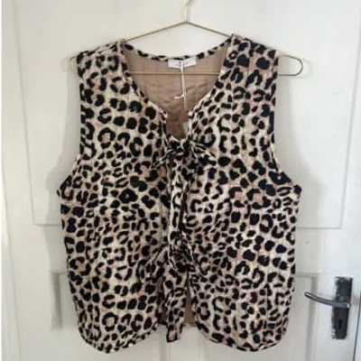 Every Thing We Wear Pohême Padded Waistcoat Bow Ties Leopard Print One Size In Animal Print