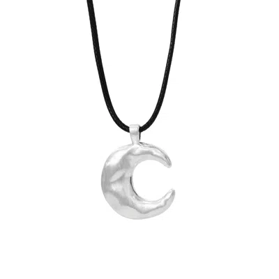 Every Wave Women's Crescent - Moon Pendant Sterling Silver Cord Necklace
