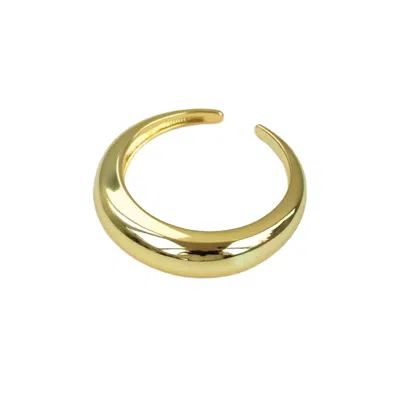Every Wave Women's Forming - Slim Dome Sterling Silver Gold Ring - Gold In Black