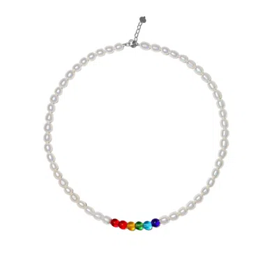 Every Wave Women's Nestled In - Rainbow Beaded Pearl Necklace In Gray