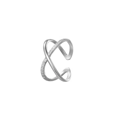 Every Wave Women's Orbit - Pavé Crossover Sterling Silver Ring