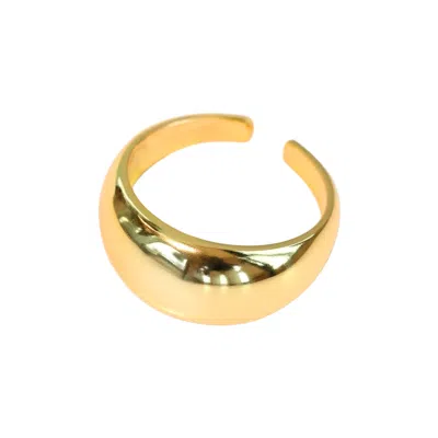 Every Wave Women's Pooling - Wide Dome Sterling Silver Gold Ring - Gold