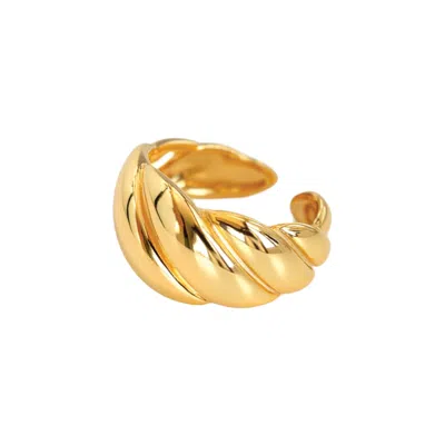 Every Wave Women's Shaping - Twist Croissant Sterling Silver Gold Ring - Gold