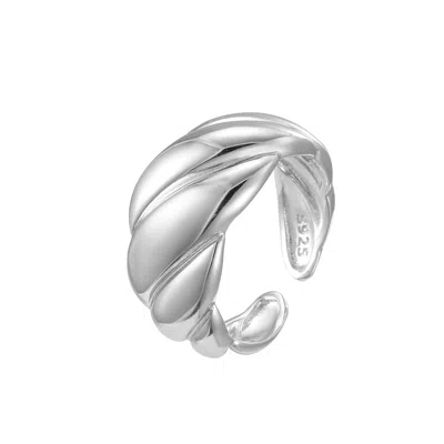 Every Wave Women's Shaping - Twist Croissant Sterling Silver Gold Ring - Silver