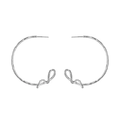 Every Wave Women's Silver Ribbon - Bold Large Twist Hoop Earrings