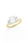 Everyday By Hautecarat Emerald-cut Lab Grown Diamond 3-stone Engagement Ring In 14k Yellow Gold