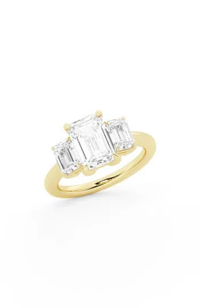Everyday By Hautecarat Emerald-cut Lab Grown Diamond 3-stone Engagement Ring In 14k Yellow Gold