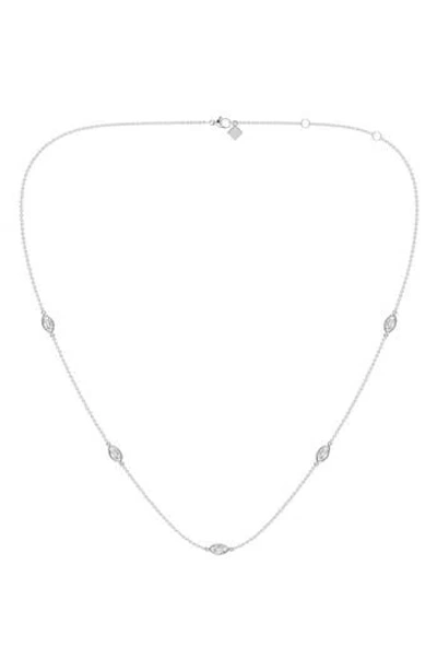 Everyday By Hautecarat Marquise Cut Lab Grown Diamond Station Necklace In Metallic