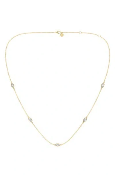 Everyday By Hautecarat Marquise Cut Lab Grown Diamond Station Necklace In Gold