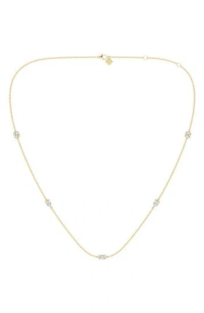 Everyday By Hautecarat Mixed Shape Diamond Station Necklace In Gold