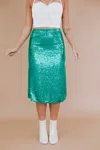 Everyday Chic Boutique More Of Glam Sequin Skirt In Emerald In Gold