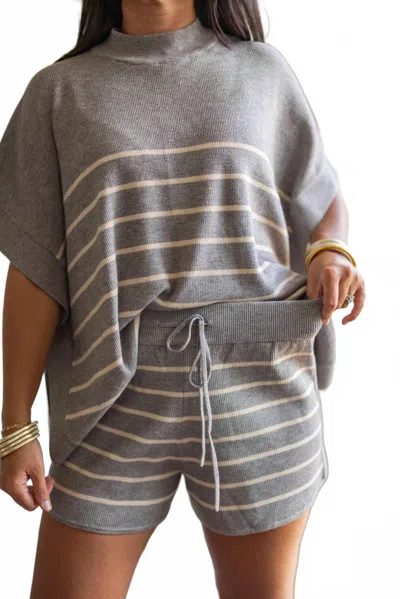 Everyday Chic Boutique Striped Shorts In Grey In Gray