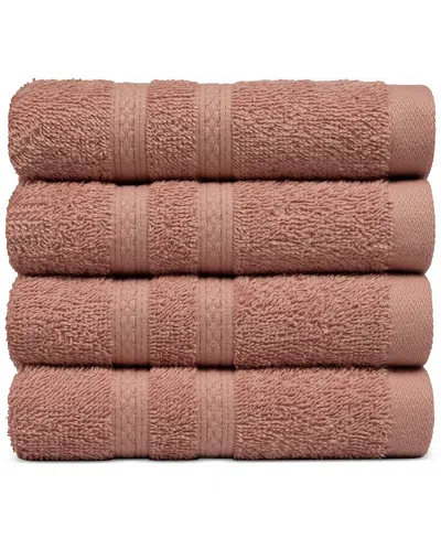 Everyday Home By Trident Supremely Soft 100% Cotton 4-piece Hand Towel Set In Pink