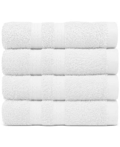 Everyday Home By Trident Supremely Soft 100% Cotton 4-piece Hand Towel Set In White